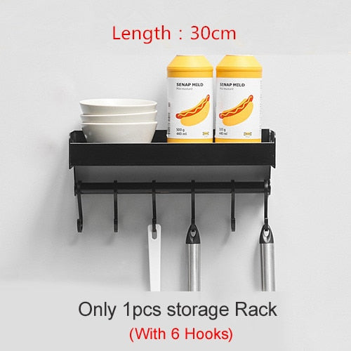 Wall-Mount Spice Racks Aluminum Kitchen Organizer Storage