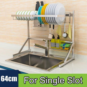 1/2Tier Multi-use Stainless Steel Dishes Rack