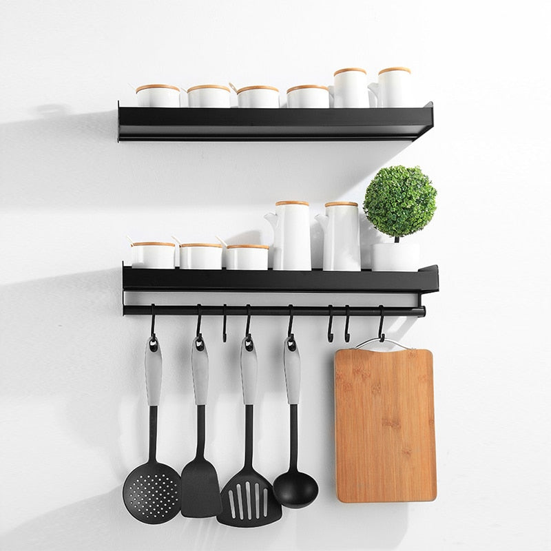 Wall-Mount Spice Racks Aluminum Kitchen Organizer Storage